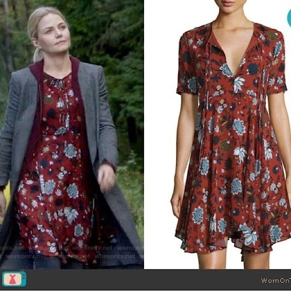 ALC Floral Silk Red and Blue Floral Sosta Dress Size 6 - Picture 4 of 9